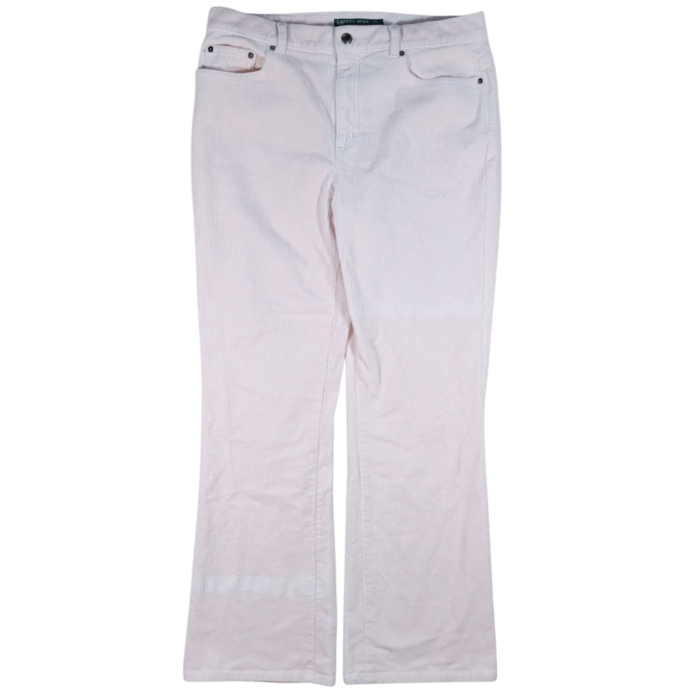 Ralph Lauren Jeans Co Corduroy Pants Womens 10 Pale Pink Boot‎ Cut Thick Cotton